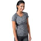Women's Soybu Evelyn Space-dye Scoopneck Yoga Tee, Size: Medium, Black