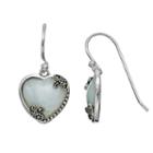 Tori Hill Sterling Silver Jade & Marcasite Heart Drop Earrings, Women's, Multicolor