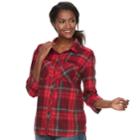 Women's Columbia Wildscape Flannel Plaid Roll-tab Shirt, Size: Medium, Dark Pink