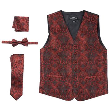 Men's Steven Land Paisley 4-pc. Vest Set, Size: Medium, Red