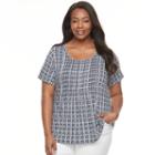 Plus Size Croft & Barrow&reg; Pintuck Scoopneck Tee, Women's, Size: 1xl, Blue