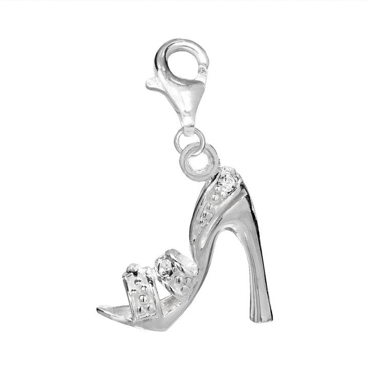 Individuality Beads Crystal Sterling Silver Sandal Charm, Women's, White