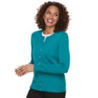 Petite Croft & Barrow&reg; Essential Cardigan Sweater, Women's, Size: M Petite, Dark Blue
