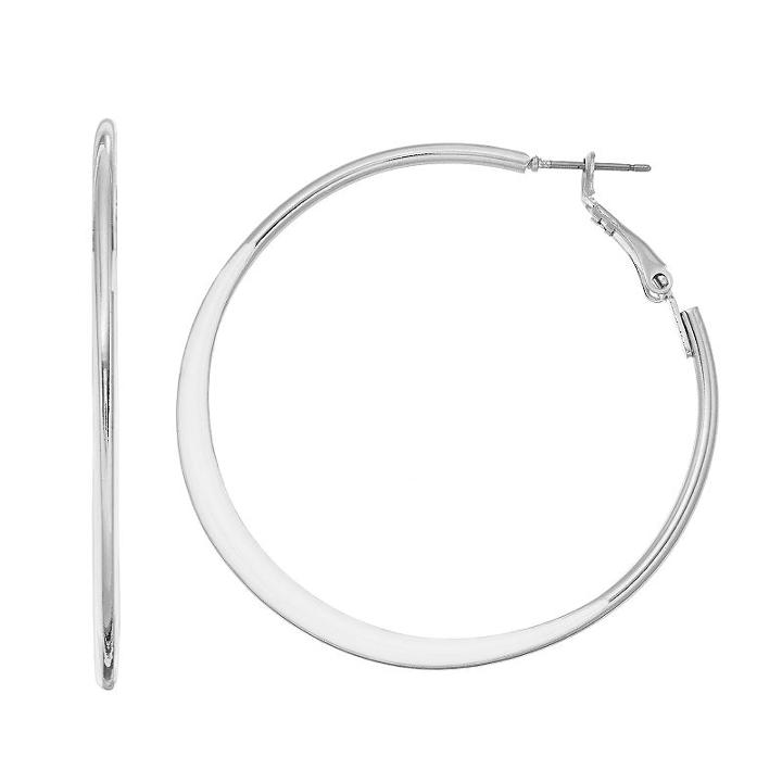 Polished Inlay Hoop Earrings, Women's, White