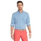 Men's Izod Slim-fit Essential Gingham Plaid Button-down Shirt, Size: Xl, Blue