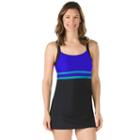 Women's Speedo Horizon Splice Swimdress, Size: 12, Med Blue