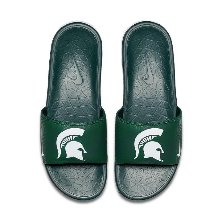 Men's Nike Michigan State Spartans Benassi Slide Sandals, Size: 10, Green