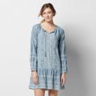 Women's Sonoma Goods For Life&trade; Embroidered Chambray Drop-waist Dress, Size: Small, Med Blue