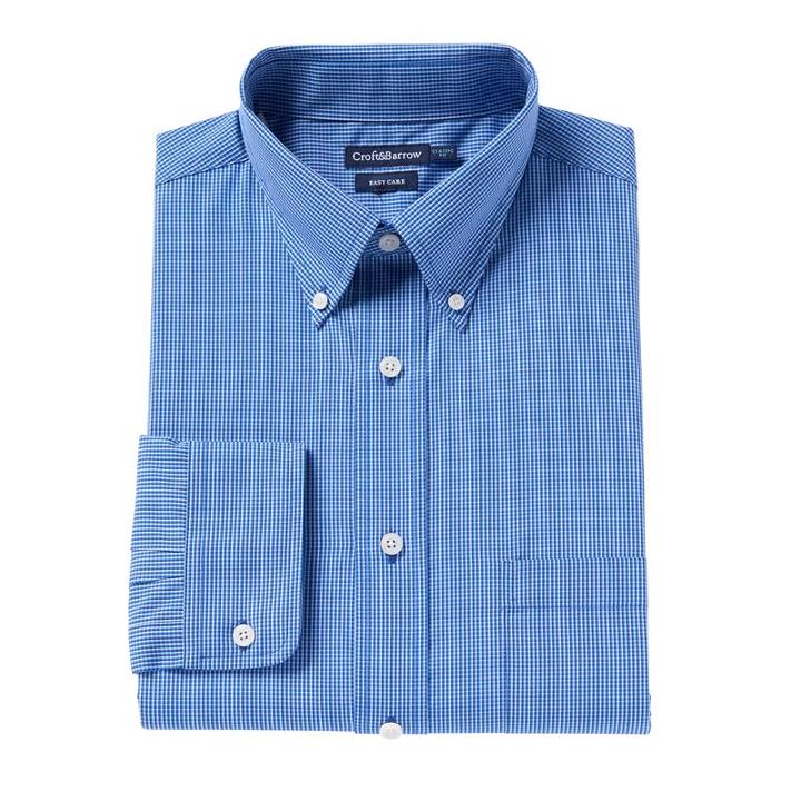 Men's Croft & Barrow&reg; Classic-fit Easy Care Button-down Collar Dress Shirt, Size: 15-34/35, Blue