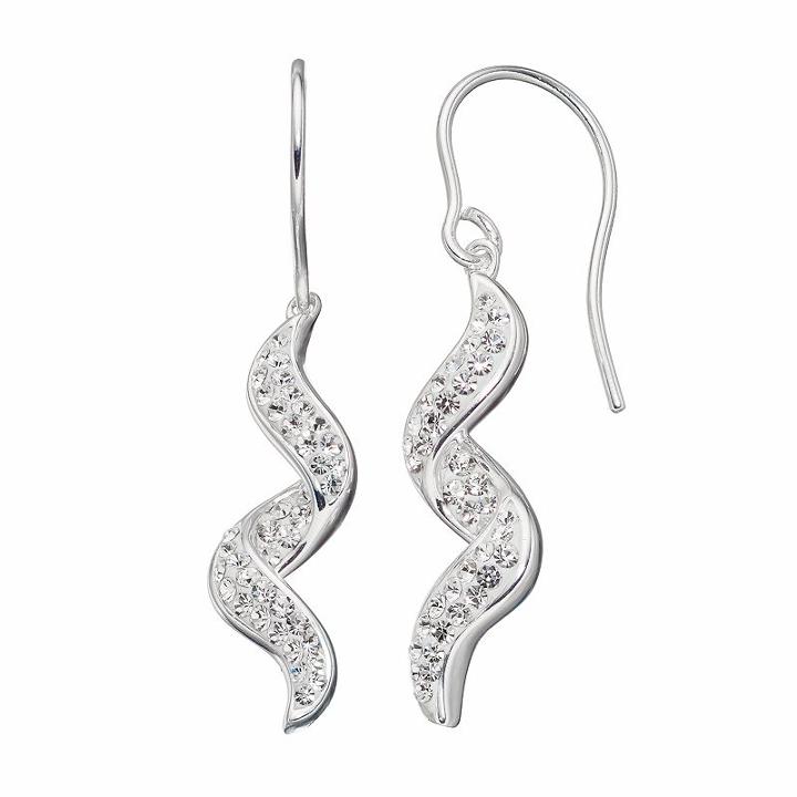 Confetti Clear Crystal Corkscrew Drop Earrings, Women's, White