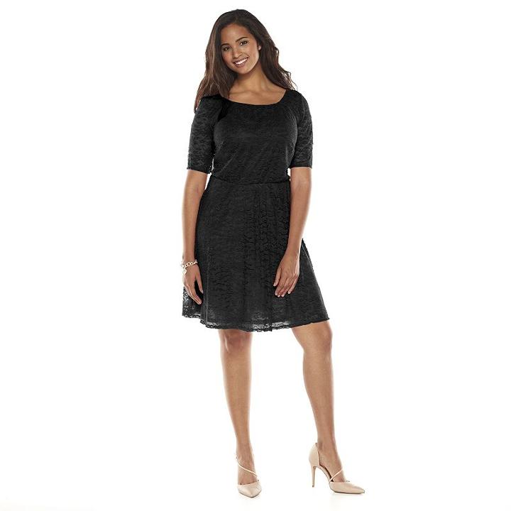 Juniors' Plus Size Wrapper Lace A-line Dress, Girl's, Size: 1xl, Black