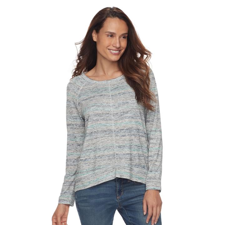Petite Sonoma Goods For Life&trade; Raglan Sweater, Women's, Size: L Petite, Blue (navy)