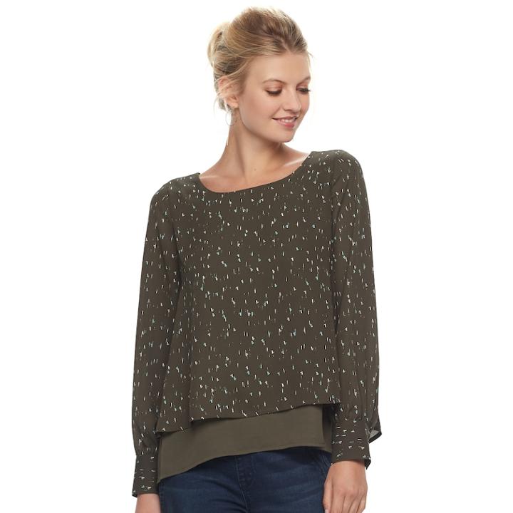 Women's Apt. 9&reg; Tiered Top, Size: Medium, Dark Green