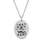 Charmed By Diamonds 1/10 Carat T.w. Diamond Sterling Silver Cat Disc Pendant Necklace, Women's, Size: 18, White