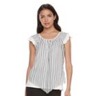 Women's Elle&trade; Print Mixed-media Tee, Size: Medium, Oxford