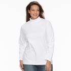 Plus Size Croft & Barrow&reg; Mockneck Long Sleeve Tee, Women's, Size: 1xl, White