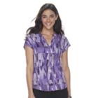 Petite Dana Buchman Printed Splitneck Top, Women's, Size: Xl Petite, Purple
