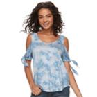 Juniors' Cloud Chaser Knotted Cold-shoulder Top, Teens, Size: Xs, Blue (navy)
