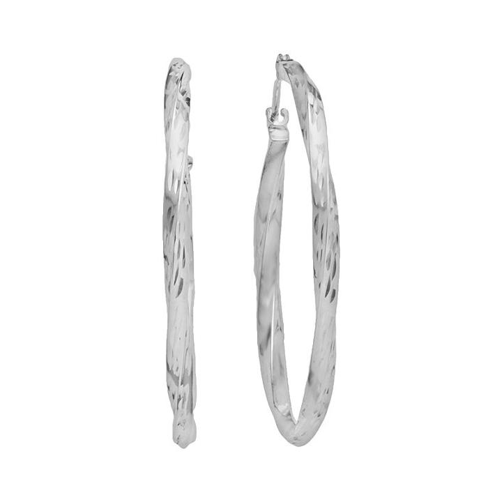 10k White Gold Twist Hoop Earrings, Women's