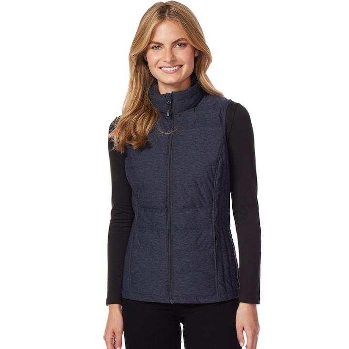 Women's Heat Keep Solid Down Puffer Vest, Size: Medium, Blue (navy)