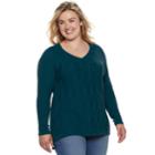 Plus Size Sonoma Goods For Life&trade; Trellis Cable-knit Sweater, Women's, Size: 1xl, Green