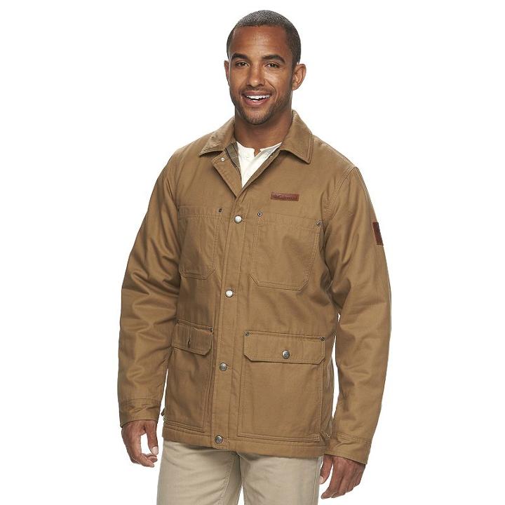 Men's Columbia Beacon Stone Omni-shield Flannel Coat, Size: Xxl, Dark Beige