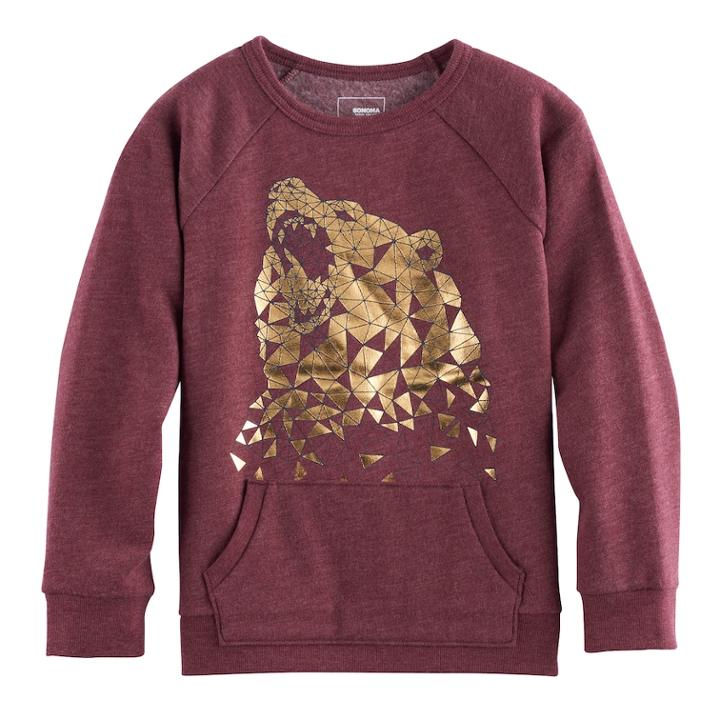 Boys 4-7x Sonoma Goods For Life&trade; Metallic Graphic Pullover Sweatshirt, Size: 7, Red