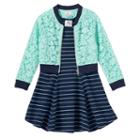 Girls 4-6x Lace Jacket & Striped Dress Set, Girl's, Size: 6x, Green Oth
