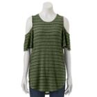 Women's Apt. 9&reg; Ribbed Cold-shoulder Top, Size: Medium, Green