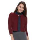 Women's Nina Leonard Eyelet-chain Open Front Bolero, Size: Xl, Med Red