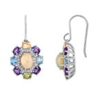 Sterling Silver Ethiopian Opal & Gemstone Flower Drop Earrings, Women's, Multicolor