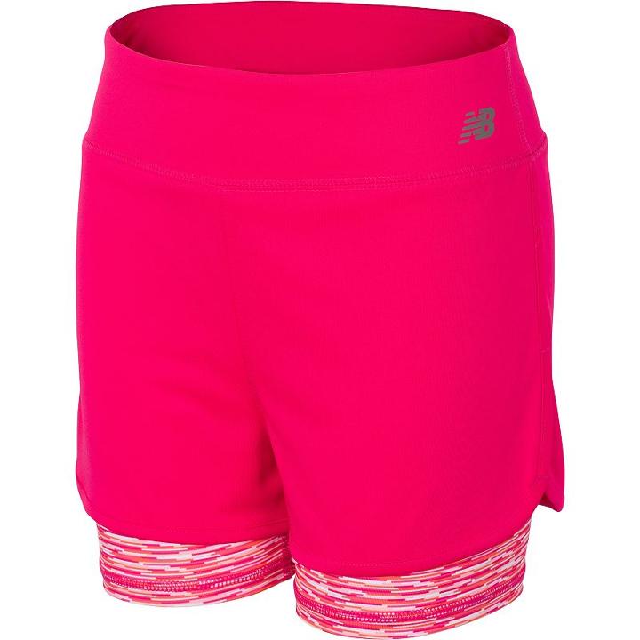 Girls 7-16 New Balance Layered Performance Bike Shorts, Girl's, Size: Small, Dark Pink