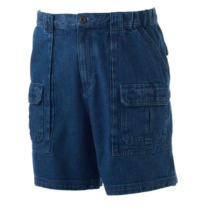Men's Croft & Barrow&reg; Classic-fit Denim Side-elastic Cargo Shorts, Size: 44, Med Blue