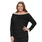 Plus Size Apt. 9&reg; Ribbed Off-the-shoulder Top, Women's, Size: 1xl, Black