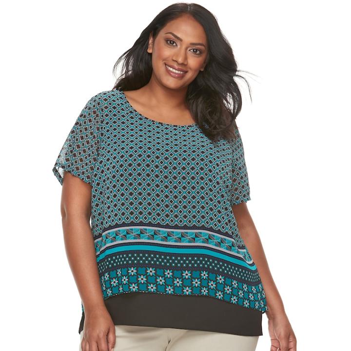 Plus Size Dana Buchman Layered Top, Women's, Size: 3xl, Dark Blue