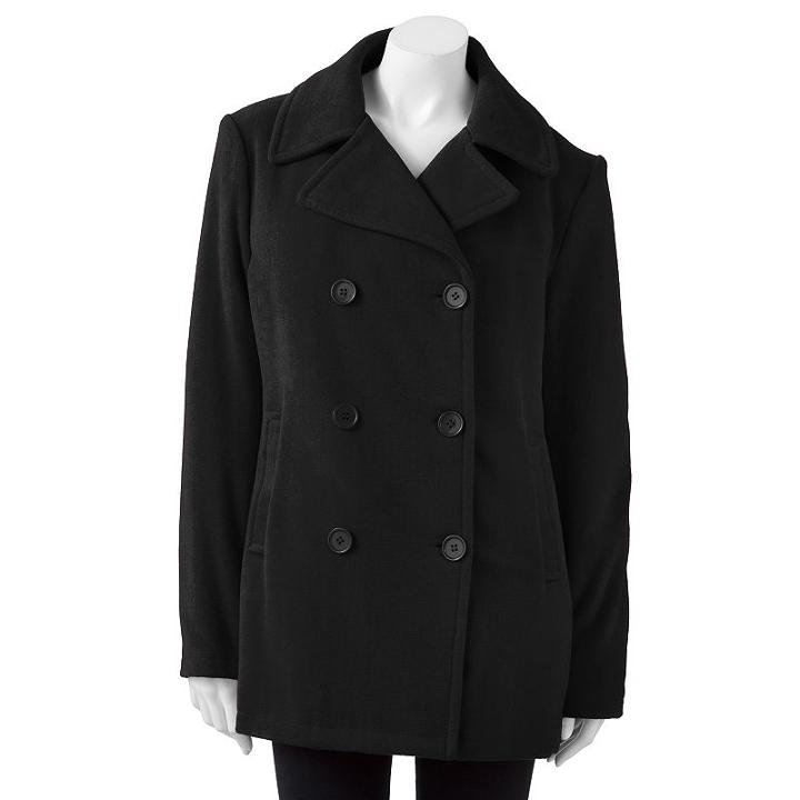 Plus Size Excelled Solid Peacoat, Women's, Size: 1xl, Black