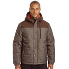 Men's Champion Colorblock Quilted Hooded Puffer Jacket, Size: Medium, Brown