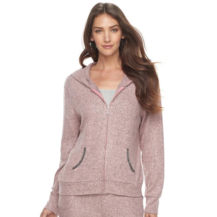 Women's Juicy Couture Embellished Hooded Jacket, Size: Small, Light Pink