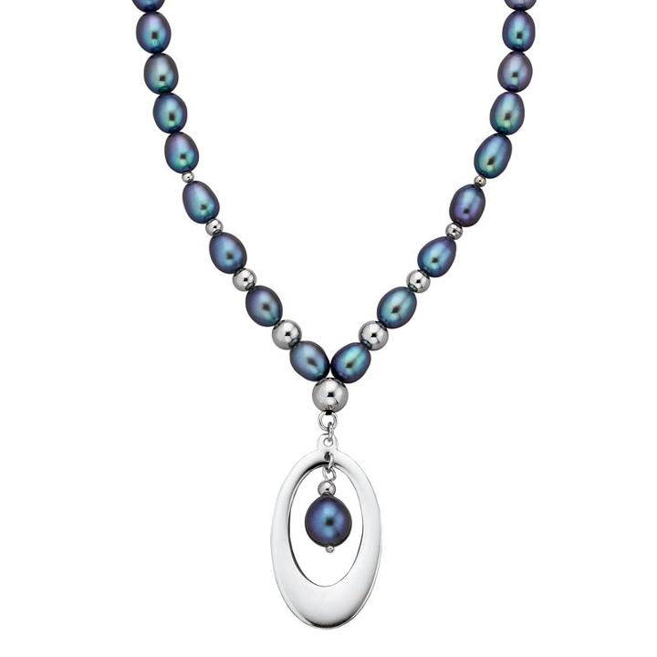 Sterling Silver Dyed Freshwater Cultured Pearl Pendant, Women's, Size: 16, Blue