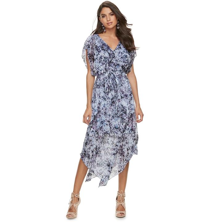 Women's Jennifer Lopez Mesh Faux-wrap Dress, Size: Xl, Dark Blue