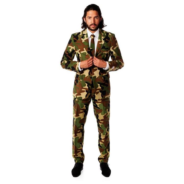 Men's Opposuits Slim-fit Commando Camouflage Suit & Tie Set, Size: 42 - Regular, Ovrfl Oth