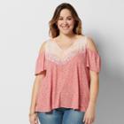 Plus Size Sonoma Goods For Life&trade; Cold-shoulder V-neck Tee, Women's, Size: 2xl, Lt Orange