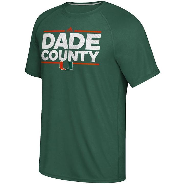 Men's Adidas Miami Hurricanes Dassler City Nickname Tee, Size: Small, Green