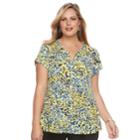 Plus Size Dana Buchman Printed Peplum Shirt, Women's, Size: 3xl, Lt Yellow