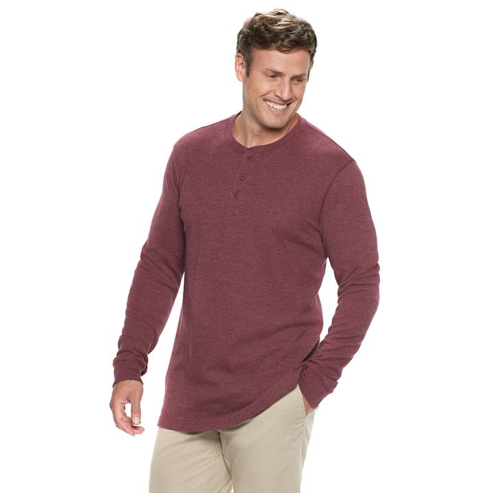 Big & Tall Sonoma Goods For Life&trade; Modern-fit Supersoft Thermal Henley, Men's, Size: 4xb, Dark Red