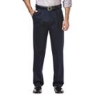 Men's Haggar Premium No Iron Khaki Stretch Classic-fit Pleated Pants, Size: 34x32, Dark Blue
