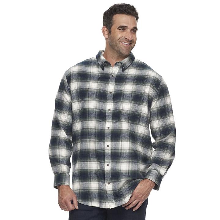 Big & Tall Croft & Barrow&reg; True Comfort Classic-fit Flannel Button-down Shirt, Men's, Size: Xxl Tall, Dark Green