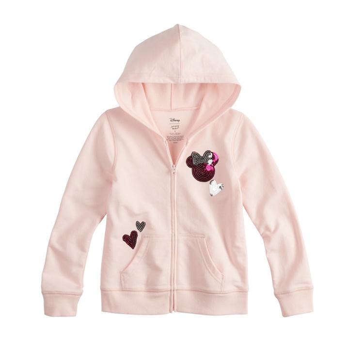 Disney Minnie Mouse Girls 4-7 Sequin Heart Full-zip Hoodie By Jumping Beans&reg;, Size: 4, Light Pink