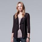 Women's Simply Vera Vera Wang Pointelle Flyaway Cardigan, Size: Medium, Black