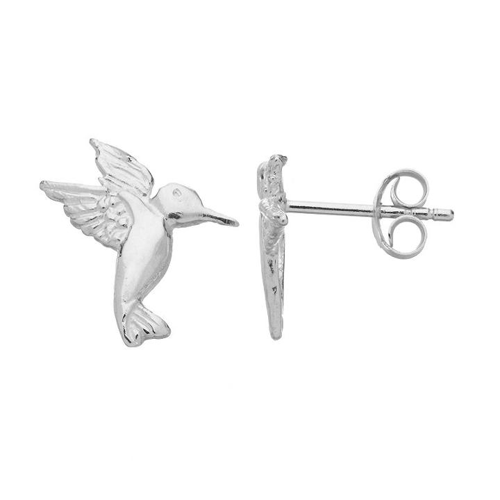 Journee Collection Sterling Silver Hummingbird Stud Earrings, Women's, Grey